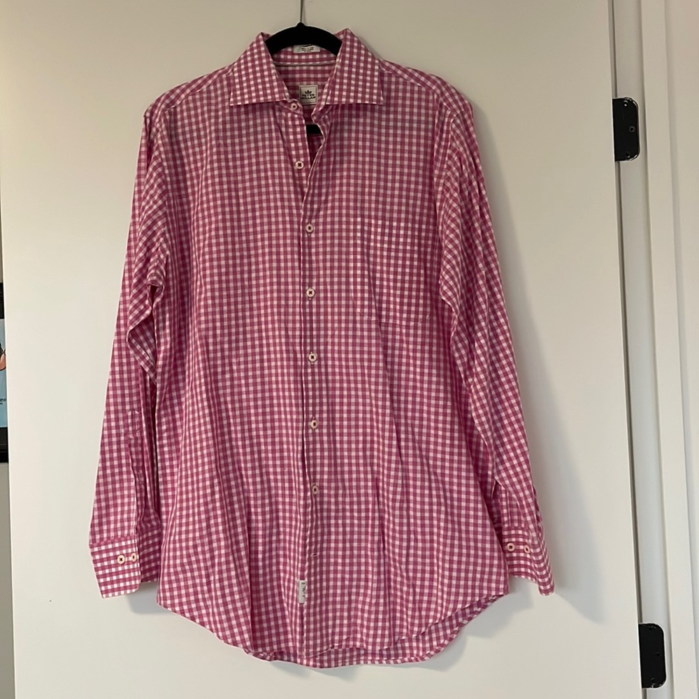 Peter Millar Pink/White Gingham Button Shirt